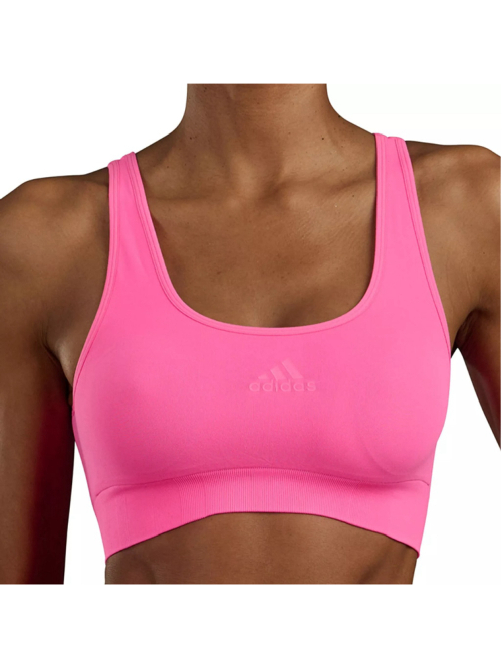 Adidas Women's XS Hot Pink Seamless Scoop Medium Impact Lounge Bra NWT